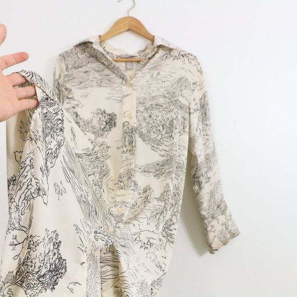 *H&M Cream Japan Print Oversized Shirt Dress - Picture 7 of 8